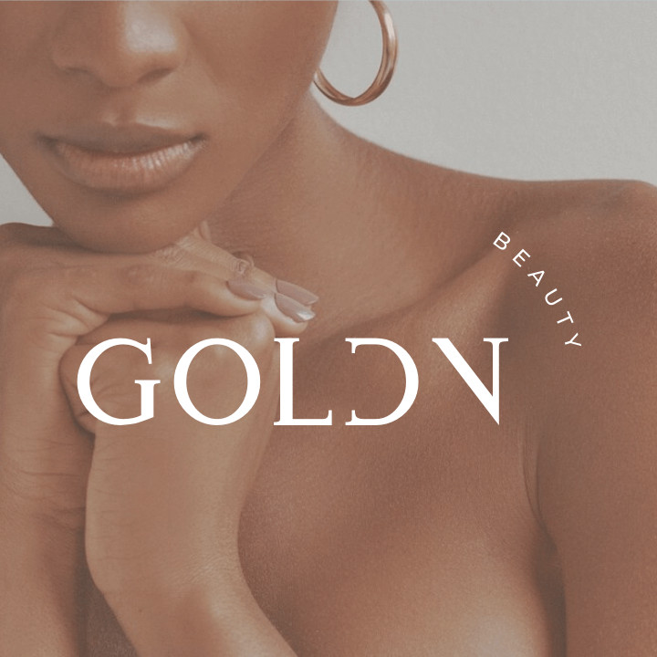 GOLDN beauty brand identity featuring elegant typography and lifestyle photography