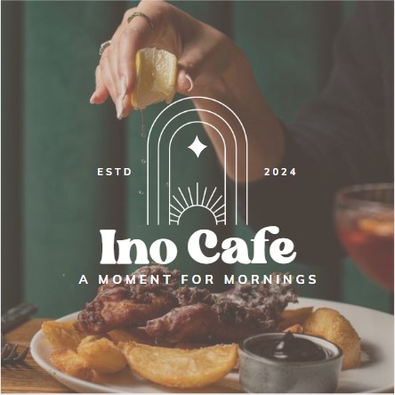 Ino Cafe branding design featuring a modern logo and editorial food photography